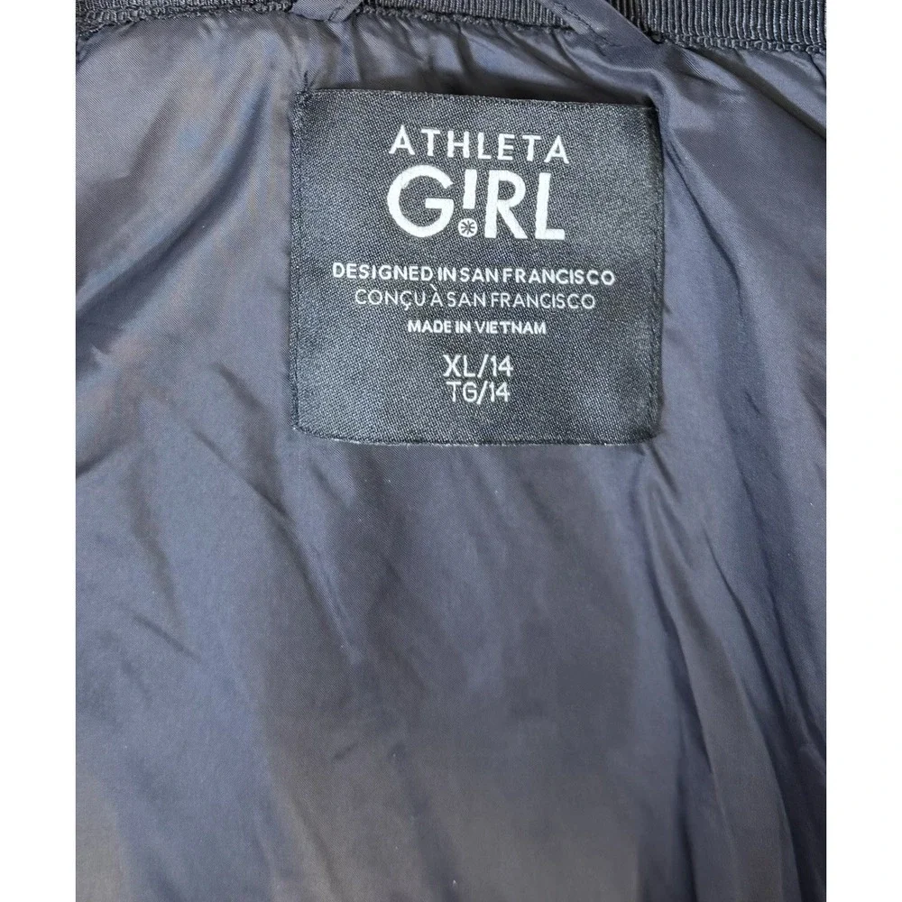 Athleta Girl‎ XL 14 Black Insulated Hybrid Jacket Hooded Full Zip Activewear